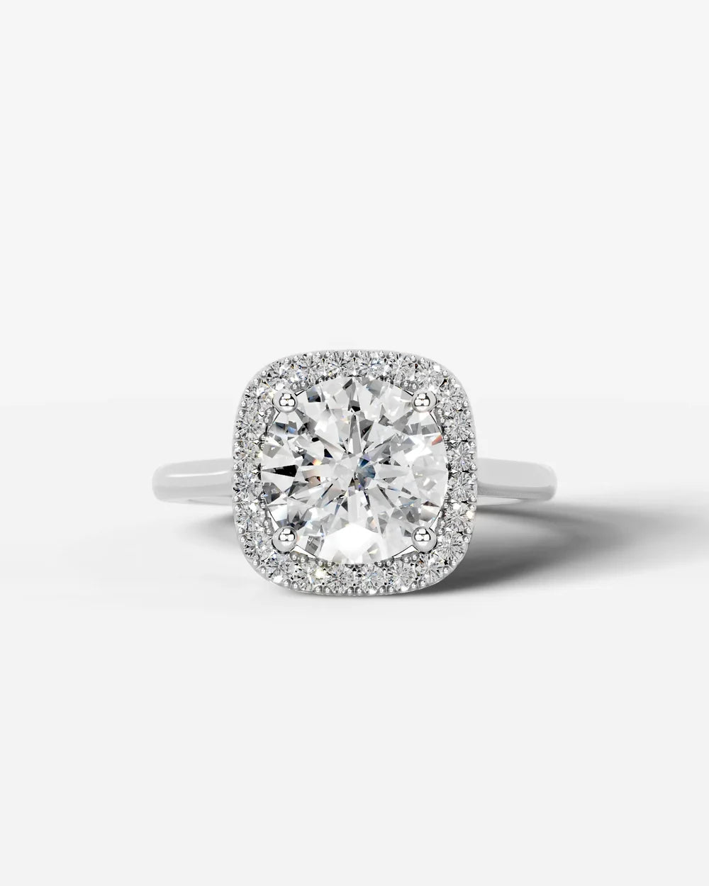 2 Carat Lab Grown Cushion Cut Diamond Halo Ring