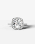 2 Carat Lab Grown Cushion Cut Diamond Halo Ring