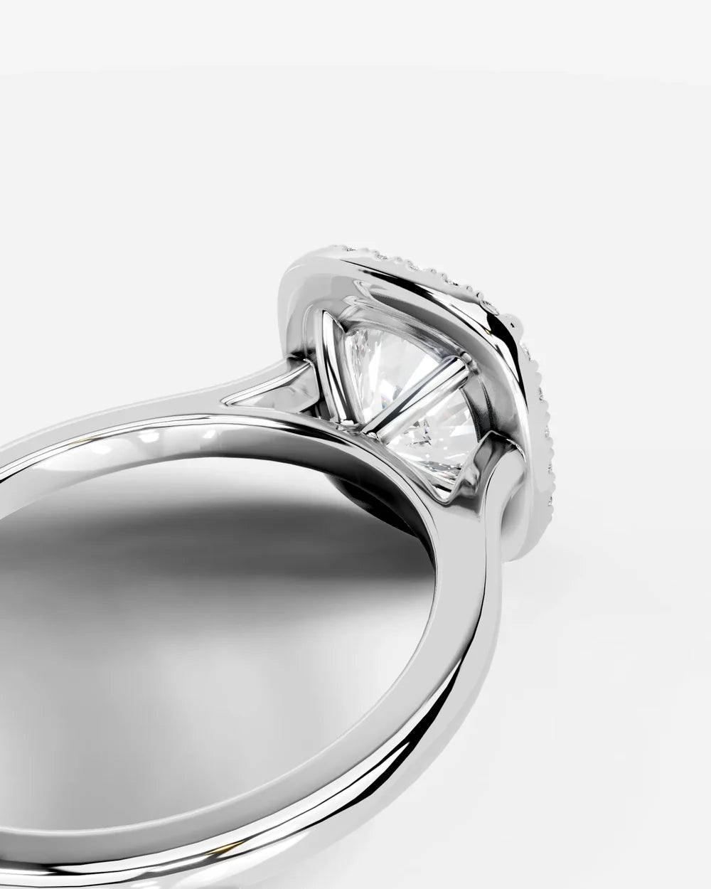 2 Carat Lab Grown Cushion Cut Diamond Halo Ring