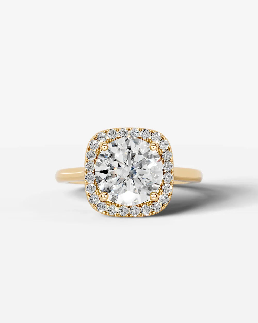 2 Carat Lab Grown Cushion Cut Diamond Halo Ring