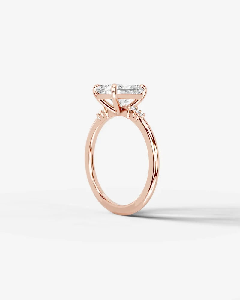 2 Carat Lab Grown Diamond Celestia Elongated Radiant Cut Sidestone Engagement Ring