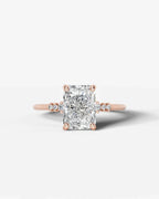 2 Carat Lab Grown Diamond Celestia Elongated Radiant Cut Sidestone Engagement Ring
