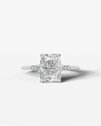 2 Carat Lab Grown Diamond Celestia Elongated Radiant Cut Sidestone Engagement Ring