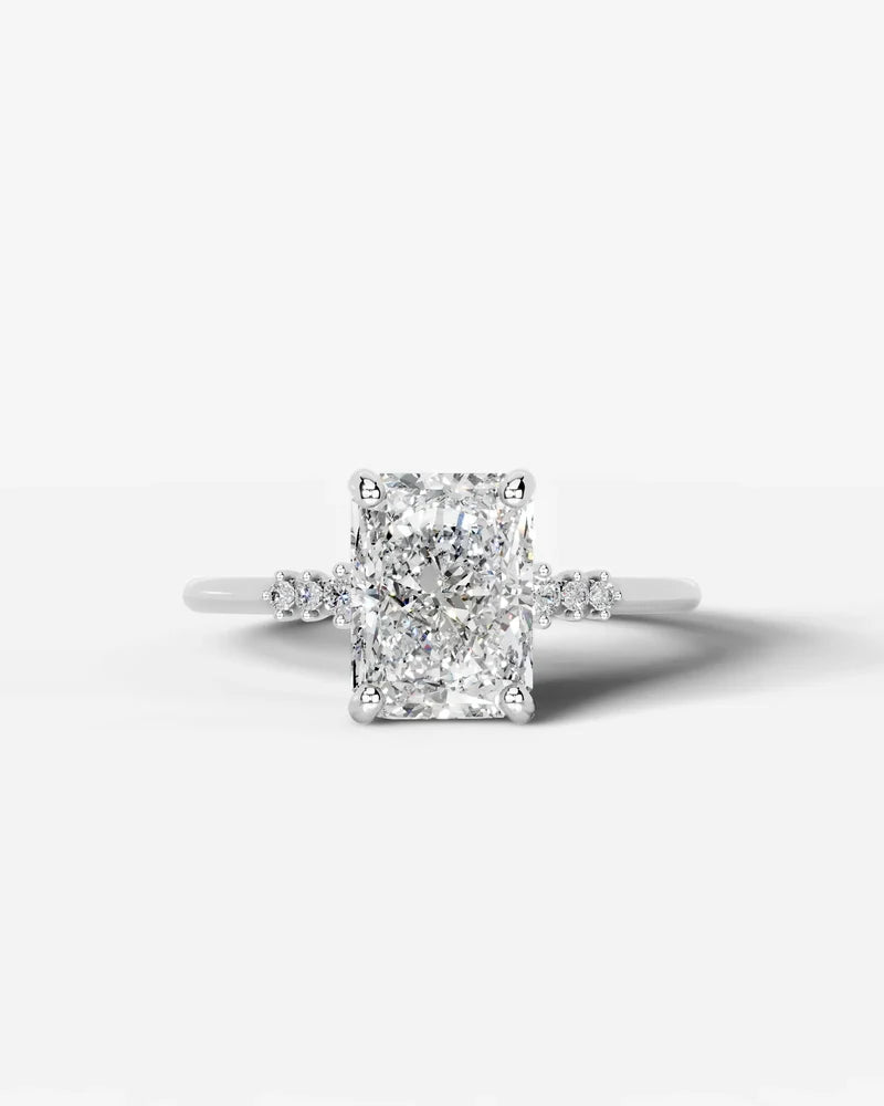 2 Carat Lab Grown Diamond Celestia Elongated Radiant Cut Sidestone Engagement Ring