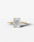 2 Carat Lab Grown Diamond Celestia Elongated Radiant Cut Sidestone Engagement Ring