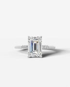 2 Carat Lab Grown Emerald Cut Diamond side stone Ring