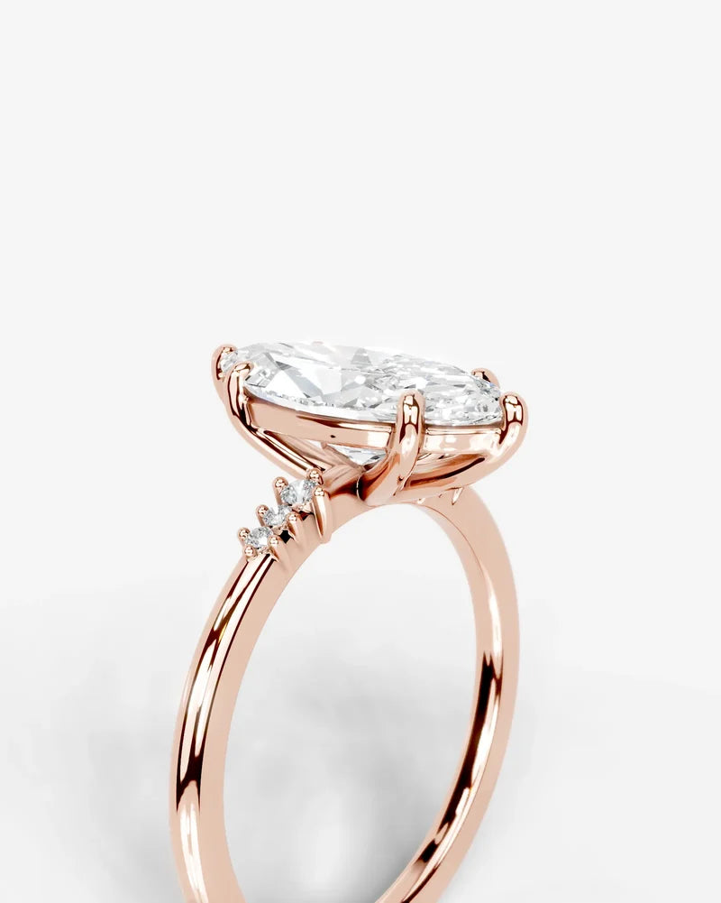 2 Carat Lab Grown Diamond Astraea Marquise Cut Sidestone Engagement Ring