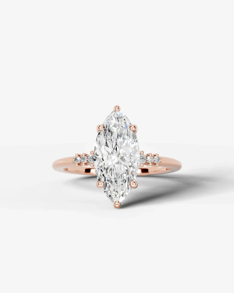 2 Carat Lab Grown Diamond Astraea Marquise Cut Sidestone Engagement Ring
