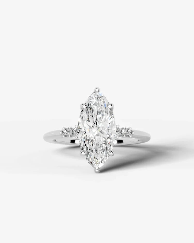 2 Carat Lab Grown Diamond Astraea Marquise Cut Sidestone Engagement Ring