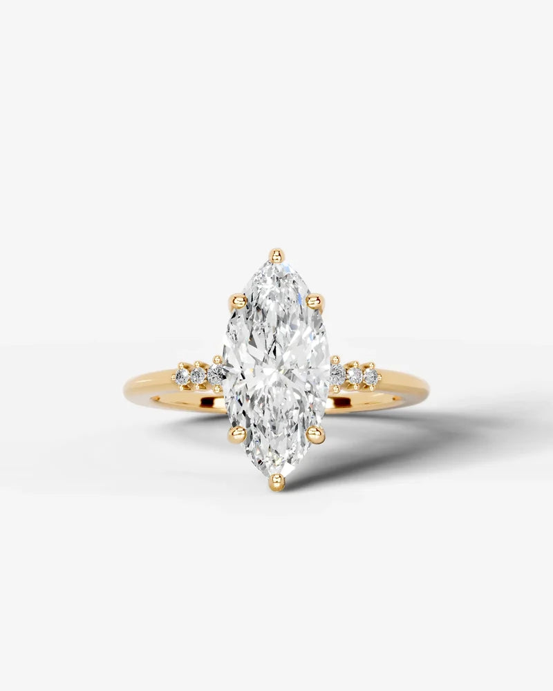 2 Carat Lab Grown Diamond Astraea Marquise Cut Sidestone Engagement Ring