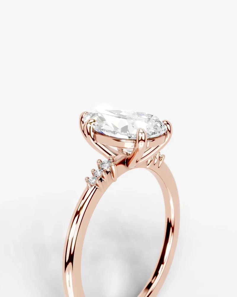 2 Carat Lab Grown Diamond Lyra Pear Cut Sidestone Engagement Ring
