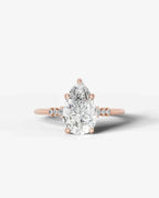 2 Carat Lab Grown Diamond Lyra Pear Cut Sidestone Engagement Ring