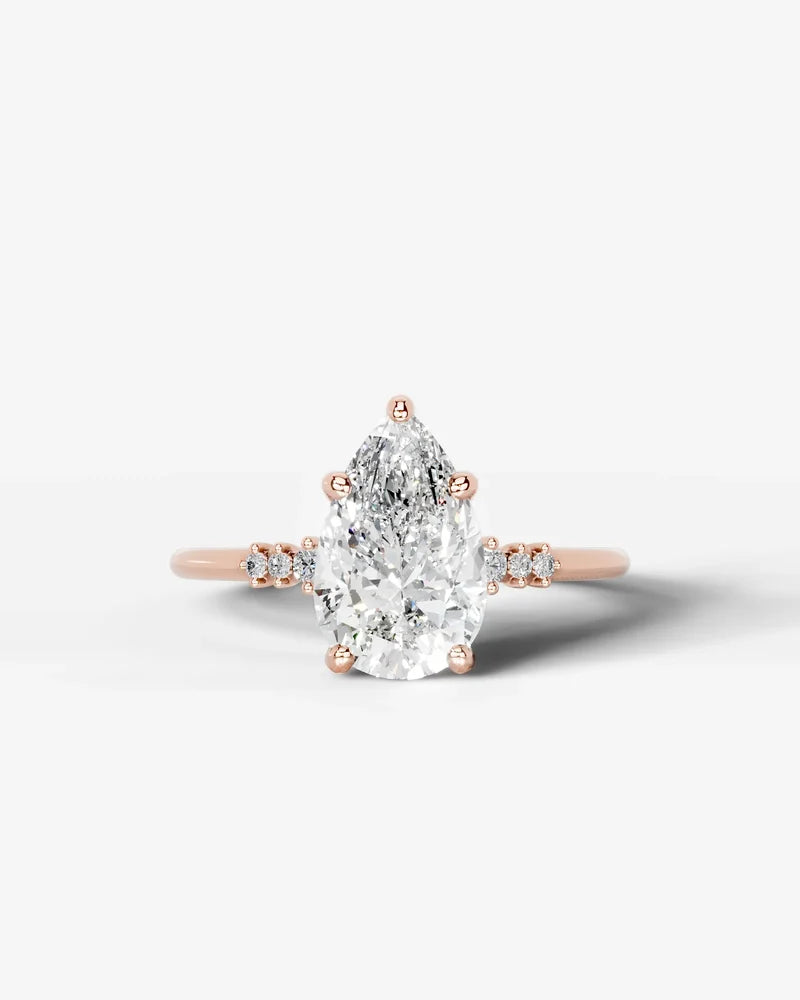 2 Carat Lab Grown Diamond Lyra Pear Cut Sidestone Engagement Ring