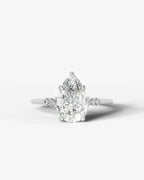 2 Carat Lab Grown Diamond Lyra Pear Cut Sidestone Engagement Ring