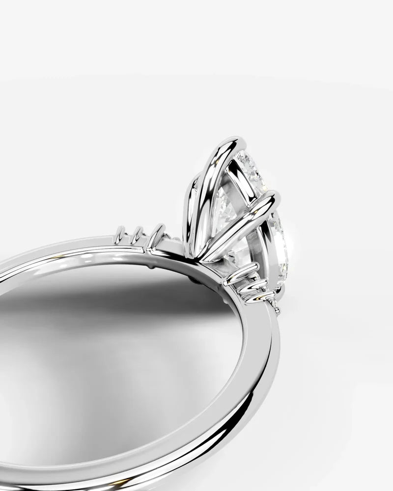 2 Carat Lab Grown Diamond Lyra Pear Cut Sidestone Engagement Ring