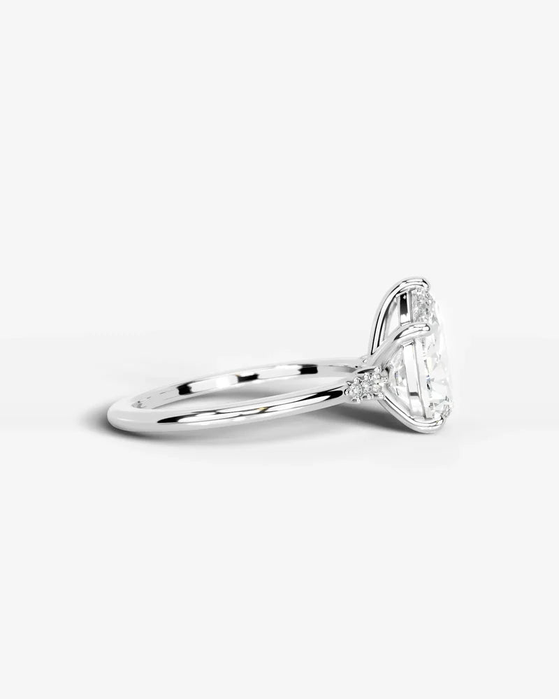 2 Carat Lab Grown Diamond Lyra Pear Cut Sidestone Engagement Ring