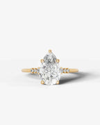 2 Carat Lab Grown Diamond Lyra Pear Cut Sidestone Engagement Ring