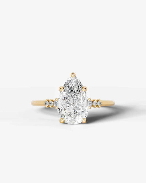 2 Carat Lab Grown Diamond Lyra Pear Cut Sidestone Engagement Ring