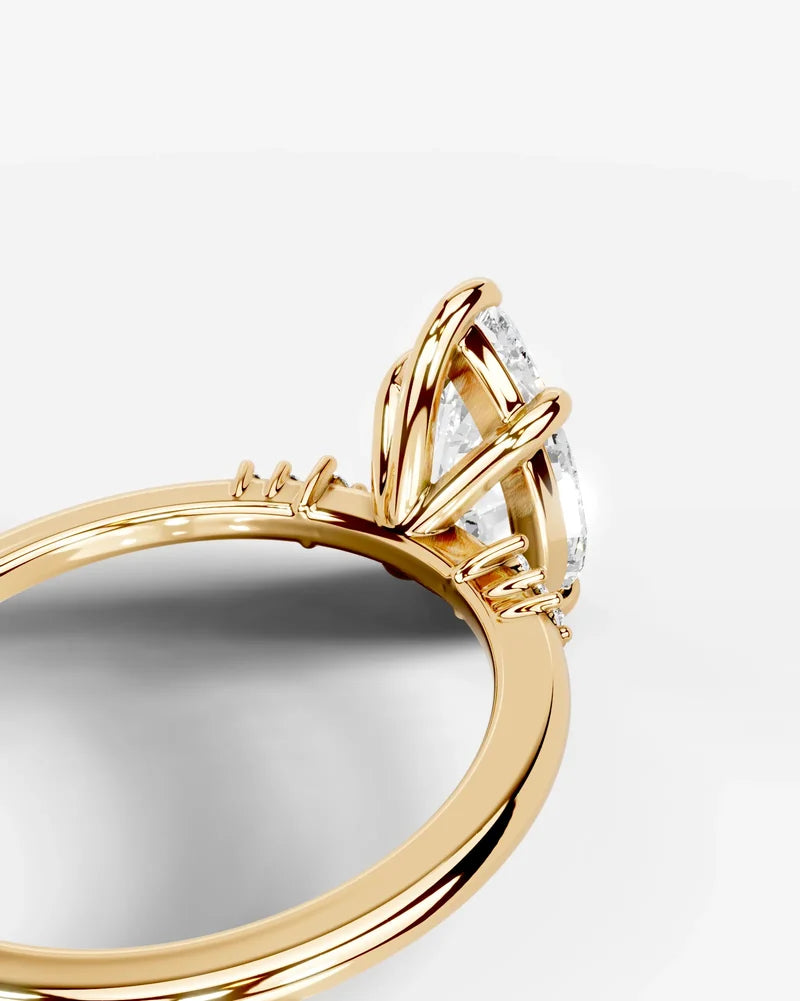 2 Carat Lab Grown Diamond Lyra Pear Cut Sidestone Engagement Ring