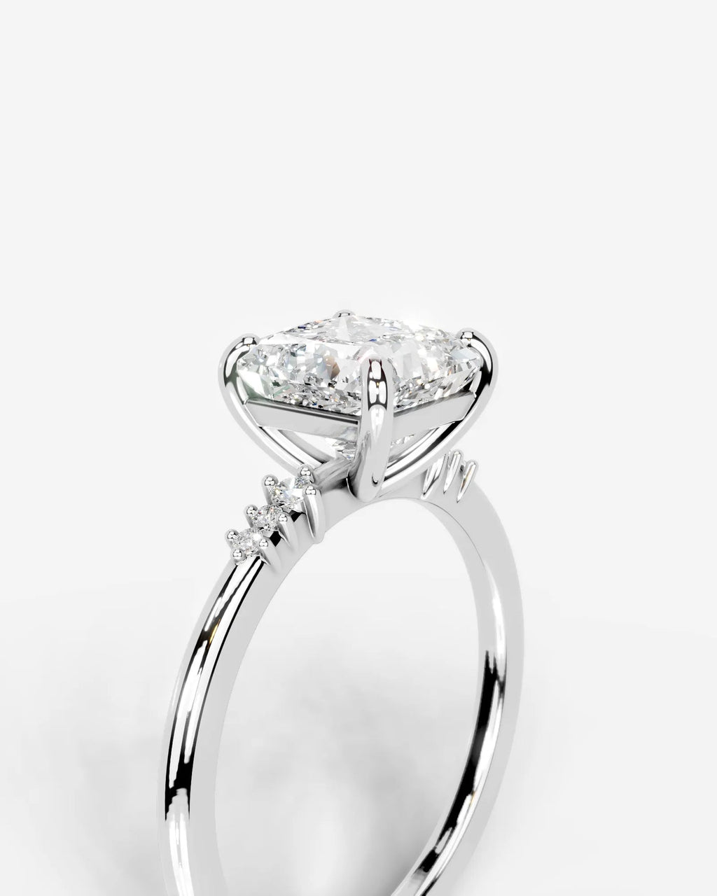 2 Carat Lab Grown Cushion Cut Diamond Engagement Ring with Accent Diamonds