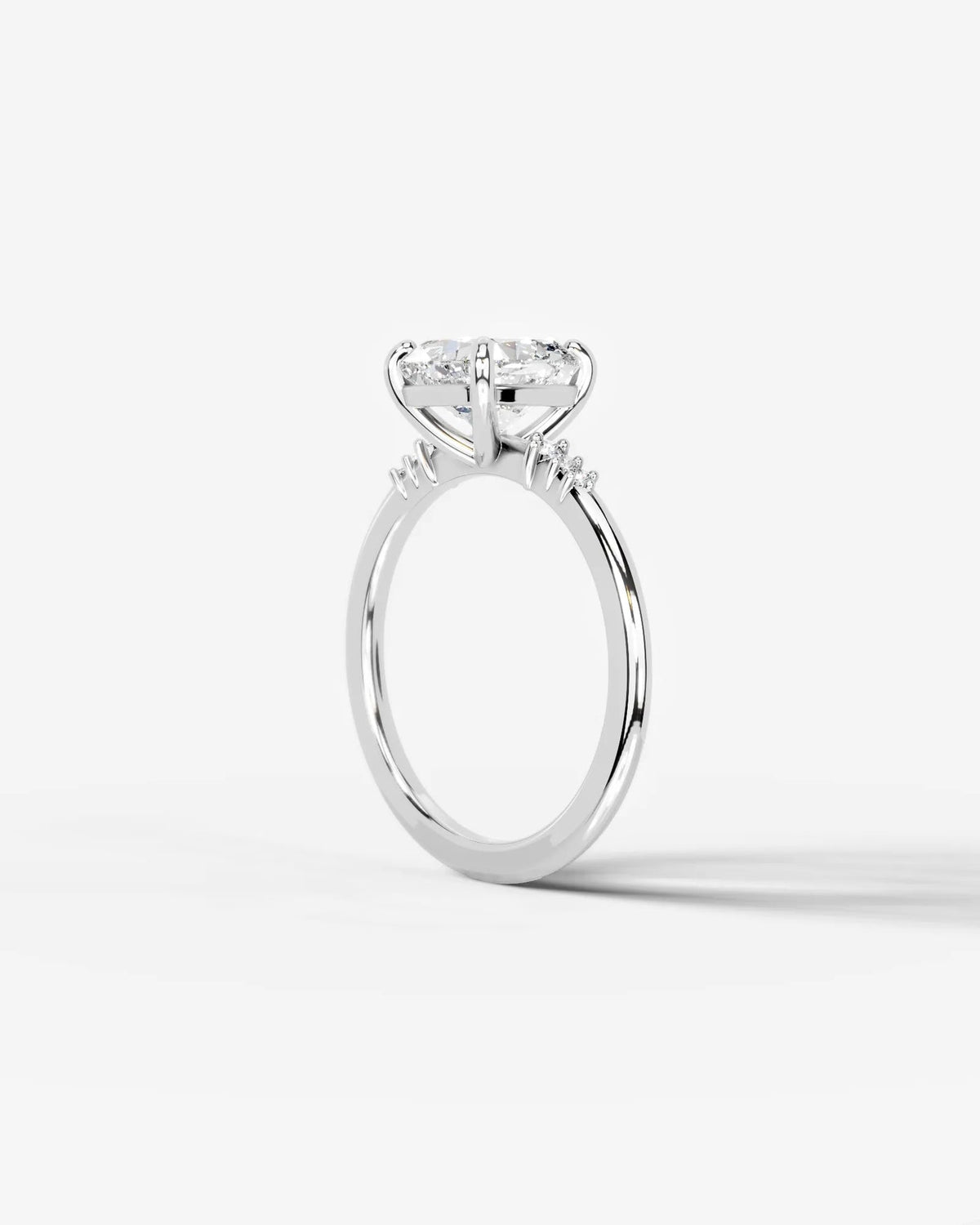 2 Carat Lab Grown Cushion Cut Diamond Side Stone Ring