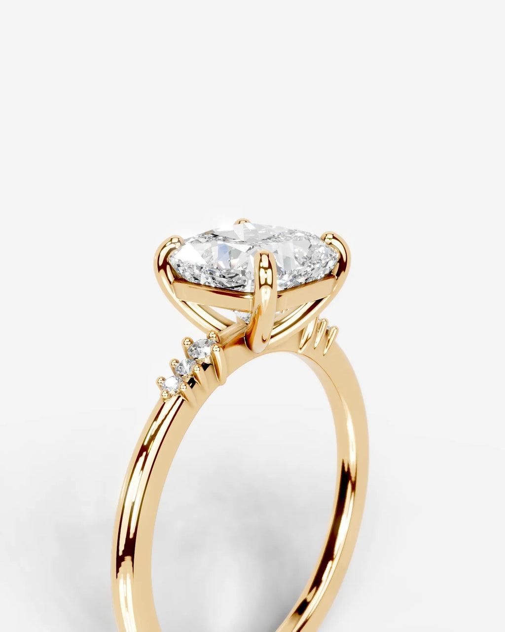 2 Carat Lab Grown Cushion Cut Diamond Side Stone Ring