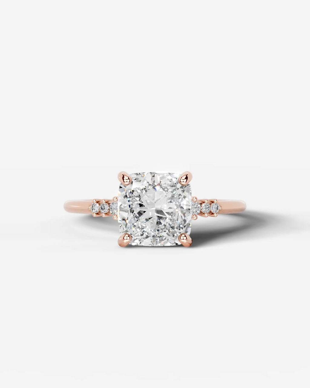 2 Carat Lab Grown Cushion Cut Diamond Side Stone Ring