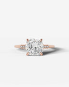 2 Carat Lab Grown Cushion Cut Diamond Side Stone Ring