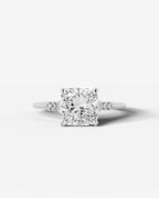 2 Carat Lab Grown Cushion Cut Diamond Side Stone Ring