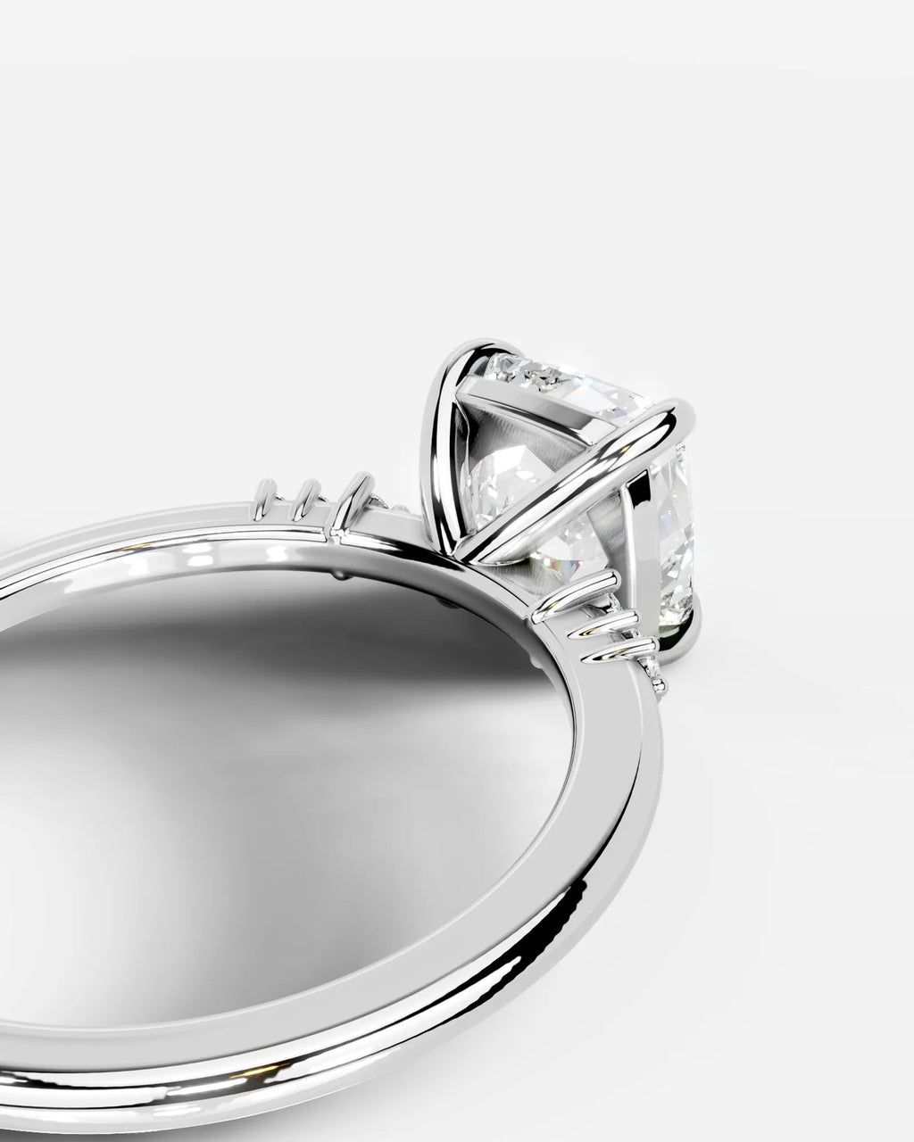 2 Carat Lab Grown Cushion Cut Diamond Side Stone Ring