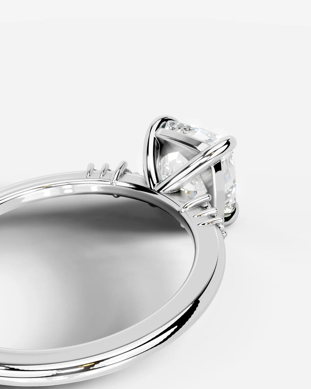 2 Carat Lab Grown Cushion Cut Diamond Side Stone Ring