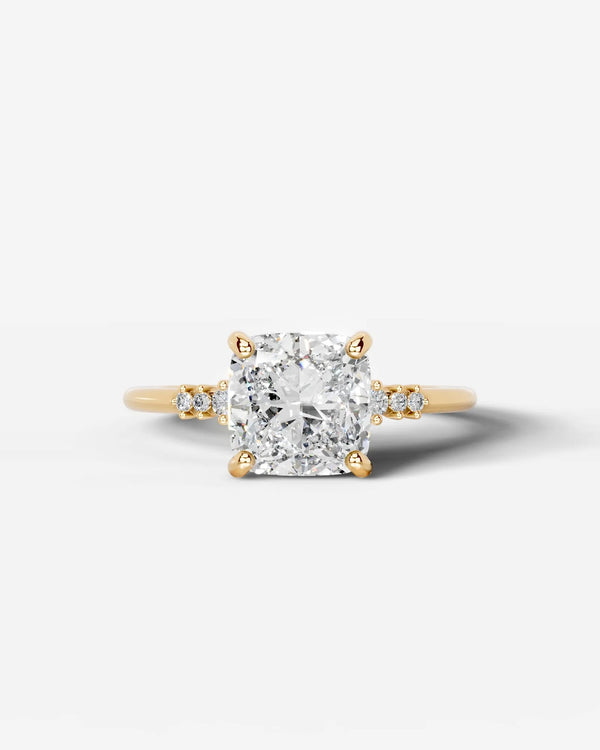 2 Carat Lab Grown Cushion Cut Diamond Side Stone Ring