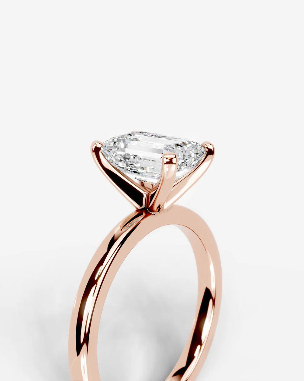 2 Carat Lab Grown Emerald Cut Diamond Solitaire Engagement Ring