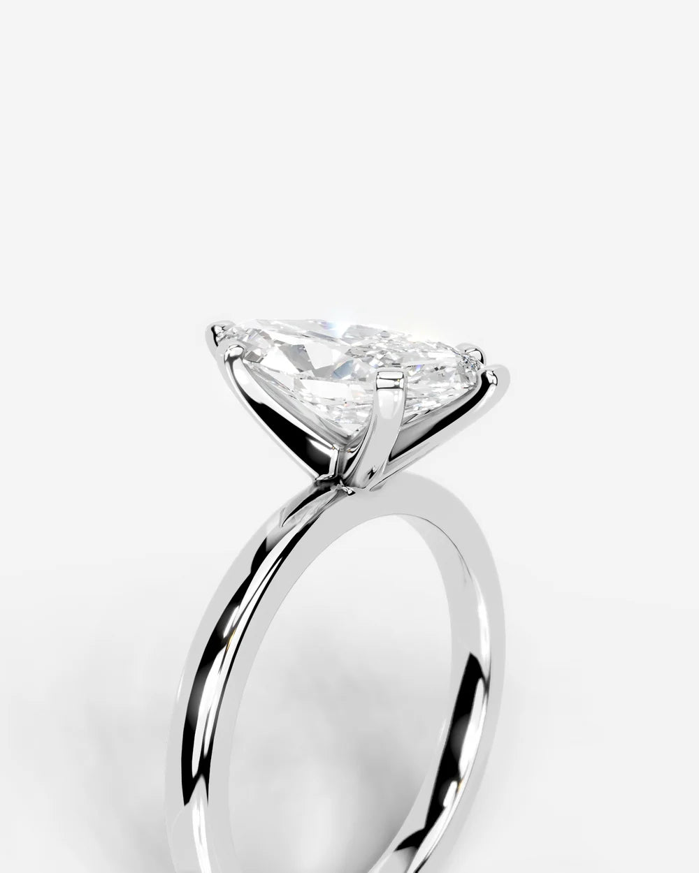 2 Carat Lab Grown Marquise Diamond Elevated Solitaire Ring