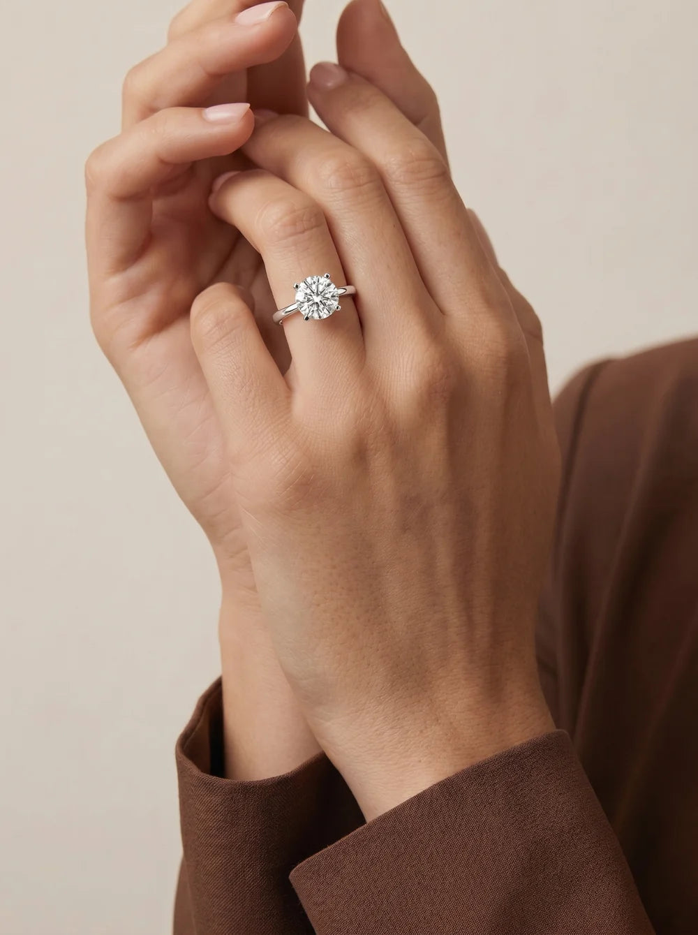 2 Carat Lab Grown Round Brilliant Diamond Elevated Solitaire Ring