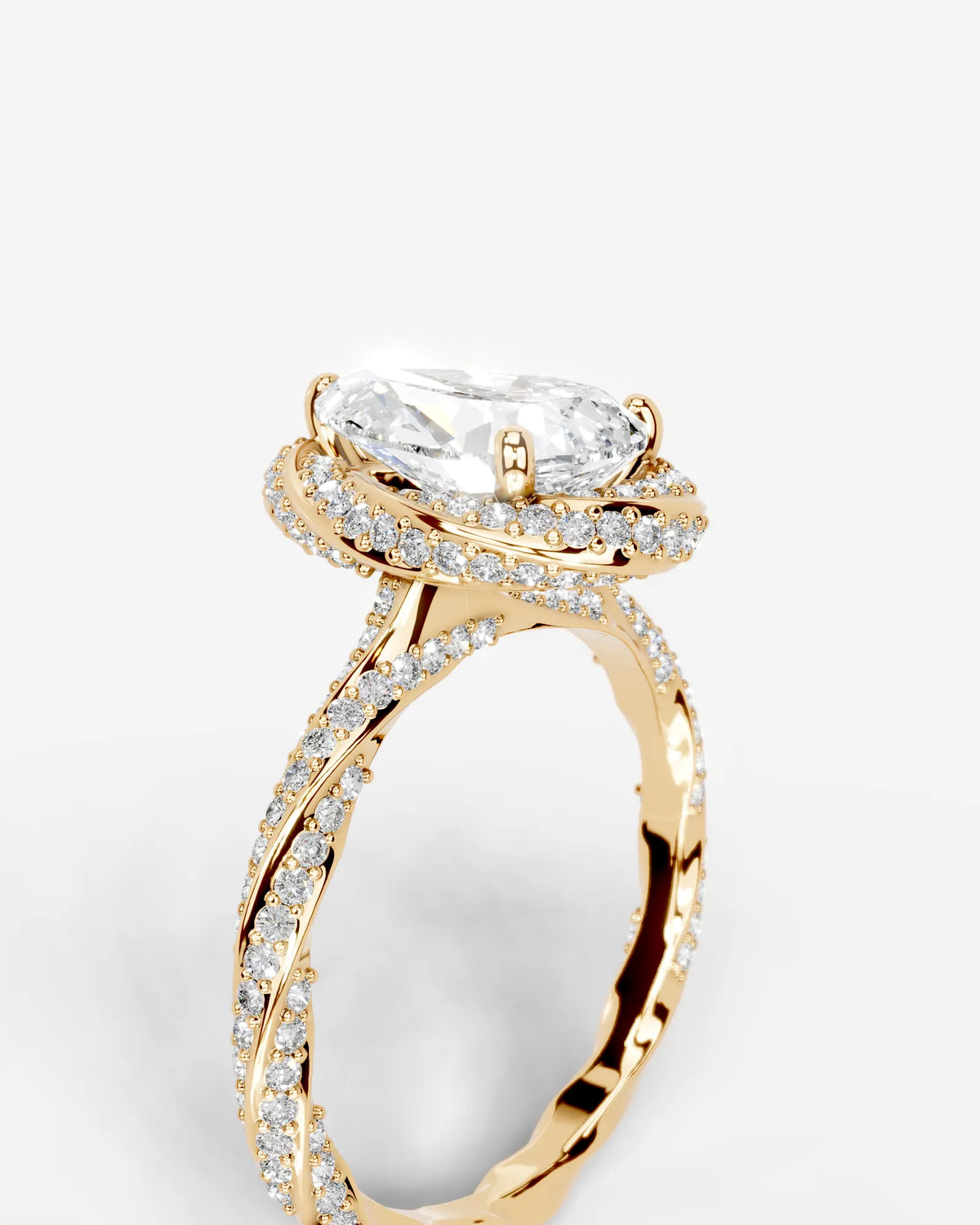 2 Carat Lab Grown Oval Cut Diamond Double Halo Ring
