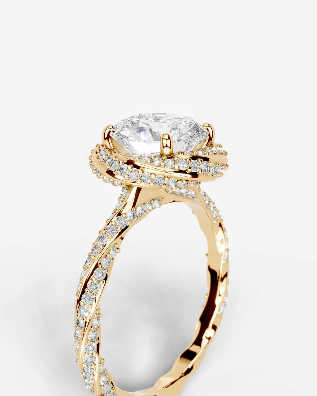 2 Carat Lab Grown Round Cut Diamond Double Halo Ring