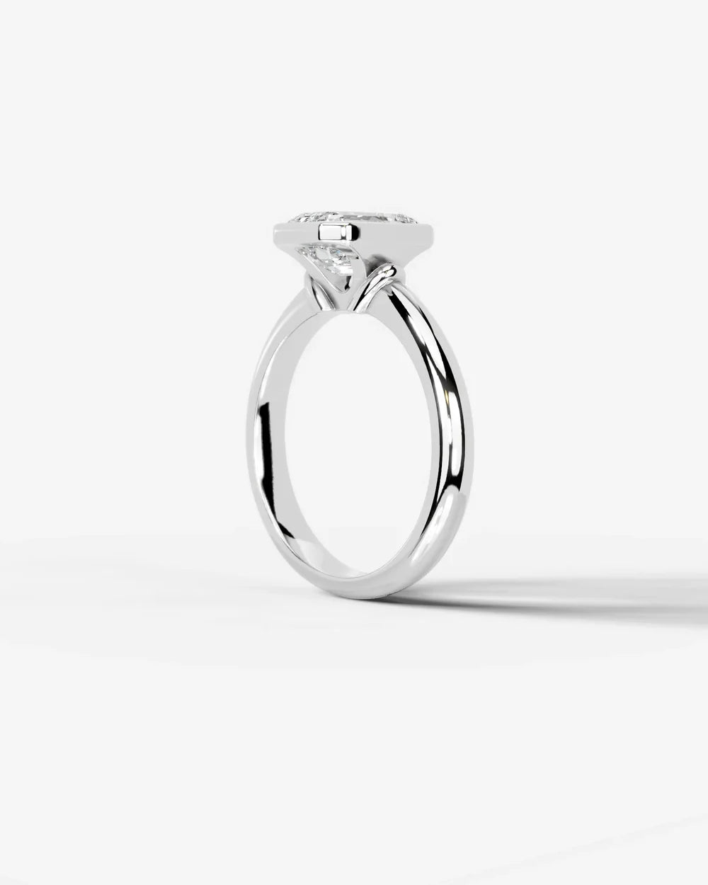 2 Carat Lab Grown Emerald Cut Diamond Bezel Set Solitaire Ring