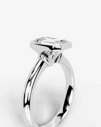 2 Carat Lab Grown Emerald Cut Diamond Bezel Set Solitaire Ring