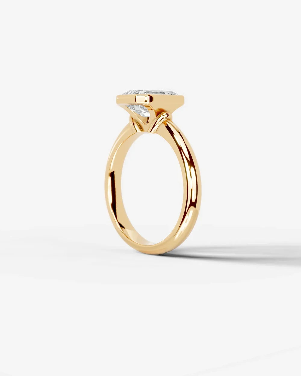 2 Carat Lab Grown Emerald Cut Diamond Bezel Set Solitaire Ring
