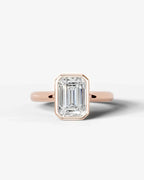 2 Carat Lab Grown Emerald Cut Diamond Bezel Set Solitaire Ring