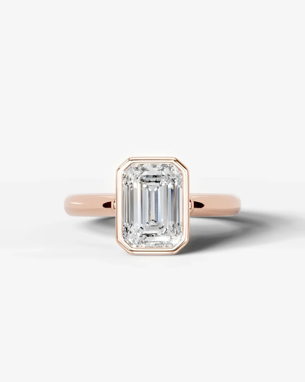 2 Carat Lab Grown Emerald Cut Diamond Bezel Set Solitaire Ring