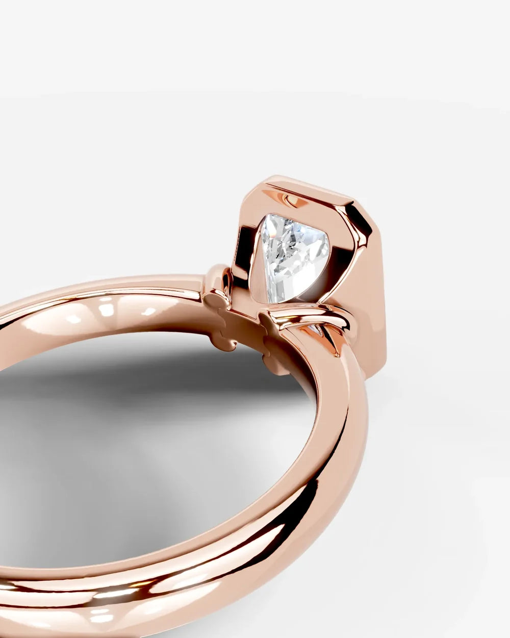 2 Carat Lab Grown Emerald Cut Diamond Bezel Set Solitaire Ring