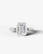2 Carat Lab Grown Emerald Cut Diamond Bezel Set Solitaire Ring