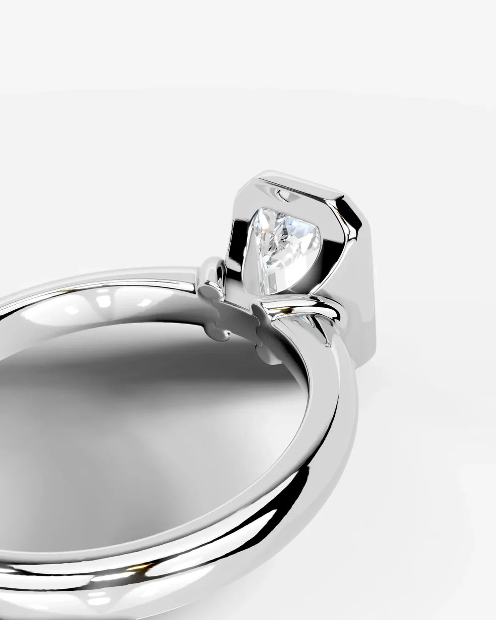 2 Carat Lab Grown Emerald Cut Diamond Bezel Set Solitaire Ring