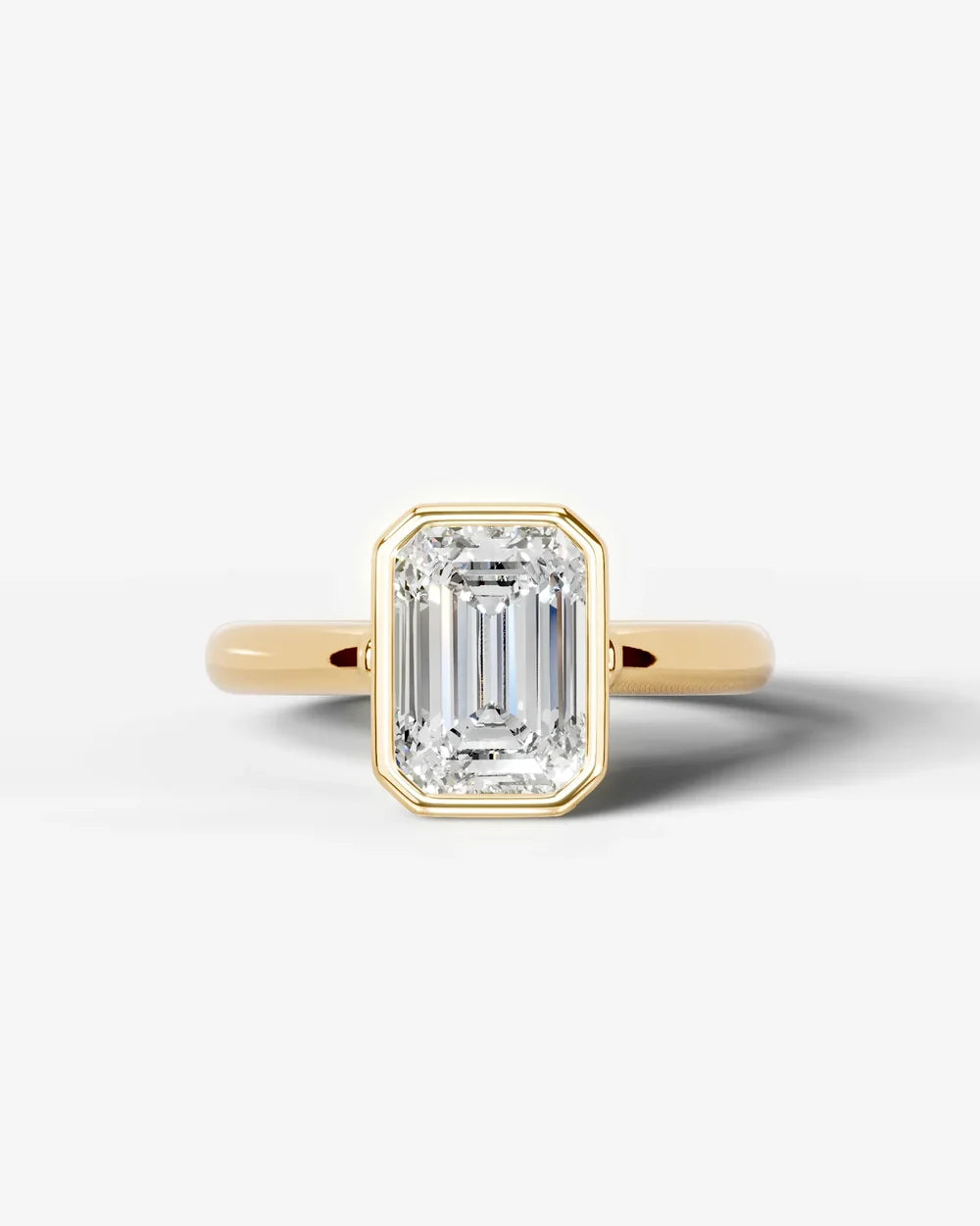 2 Carat Lab Grown Emerald Cut Diamond Bezel Set Solitaire Ring