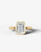 2 Carat Lab Grown Emerald Cut Diamond Bezel Set Solitaire Ring
