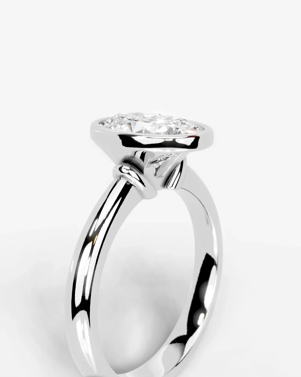 2 Carat Lab Grown Oval Cut Diamond Bezel Set Solitaire Ring