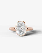 2 Carat Lab Grown Oval Cut Diamond Bezel Set Solitaire Ring