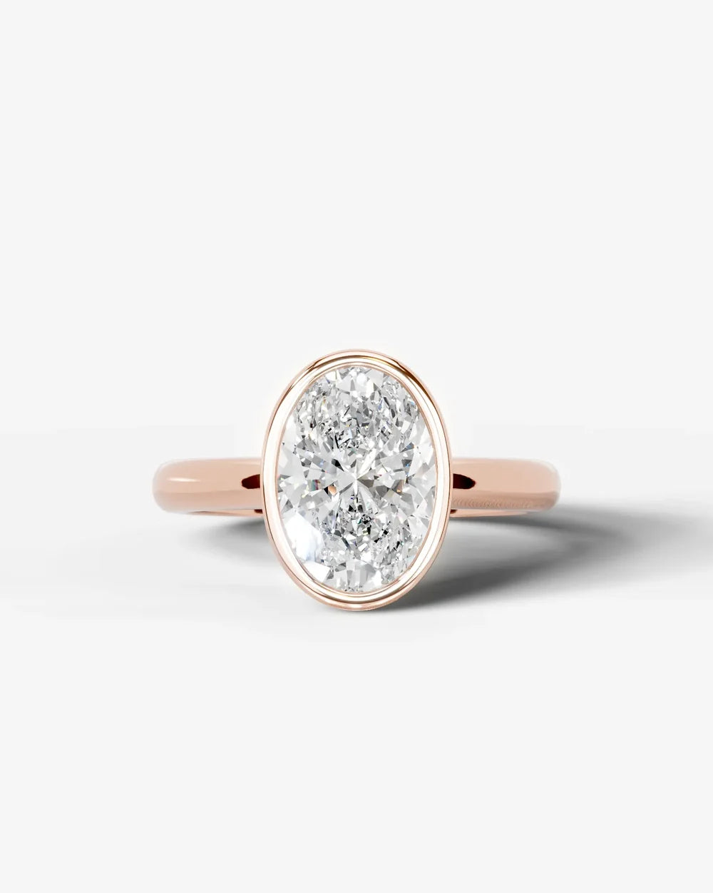 2 Carat Lab Grown Oval Cut Diamond Bezel Set Solitaire Ring